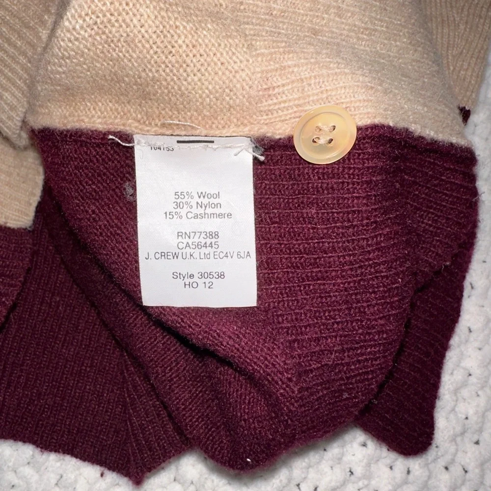J.Crew Two-Toned‎ Crewneck Wool/Cashmere Blend Crewneck sweater XS